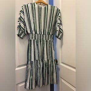 Maple & Cliff Striped Green and White Dress